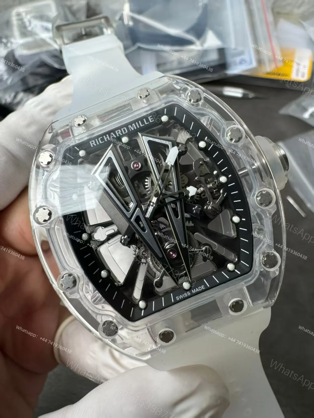 View 3 of Super Clone Richard Mille RM 27-03 Raging Bull Sapphire Crystal Skeleton Tourbillon 1:1 Replica Watch