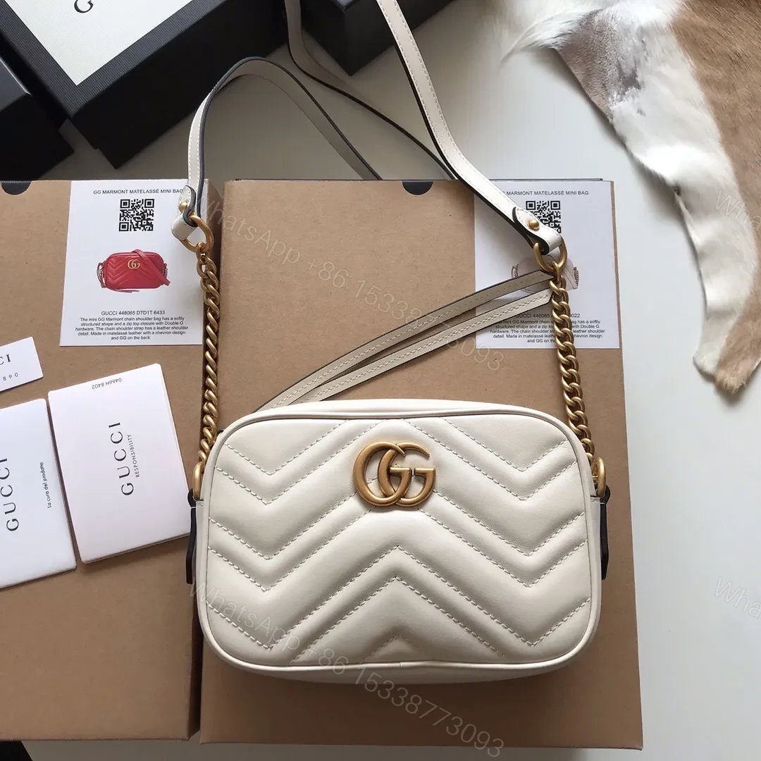 View 2 of GUCCI Calfskin Matelasse Mini GG Marmont Chain Shoulder