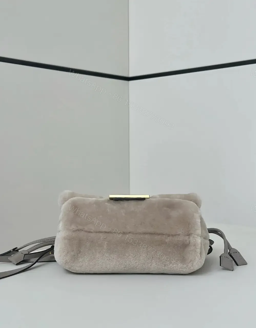 View 2 of Chic Plush Satchel: Textured Luxury with Signature Hardware