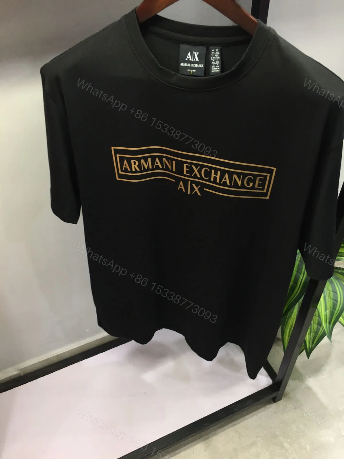 Armani Exclusive Cotton Lycra Round Neck T-Shirt Black Big Size First Copy | AAA+ Replica — view 1