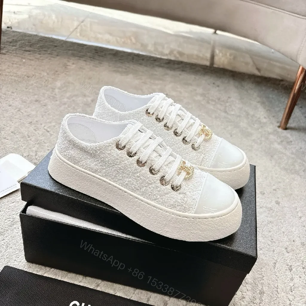 View 6 of Lux White Knit Sneakers with Gold Accents - Luxe Everyday Comfort