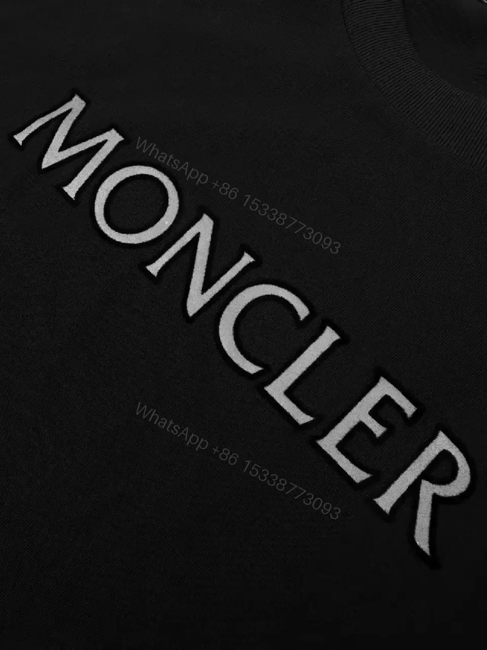 View 8 of Black Cotton Crewneck Tee with Logo Patch, Relaxed Fit T-shirt