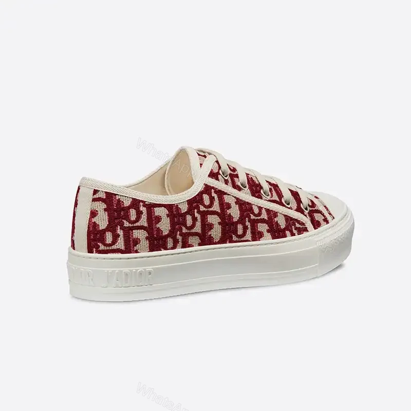 View 3 of WALK’N’DIOR SNEAKERS WOMEN OBLIQUE EMBROIDERED COTTON BURGUNDY – CD176