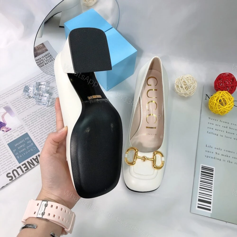 View 7 of Gucci Women’S Mid Heel Pump With Horsebit White