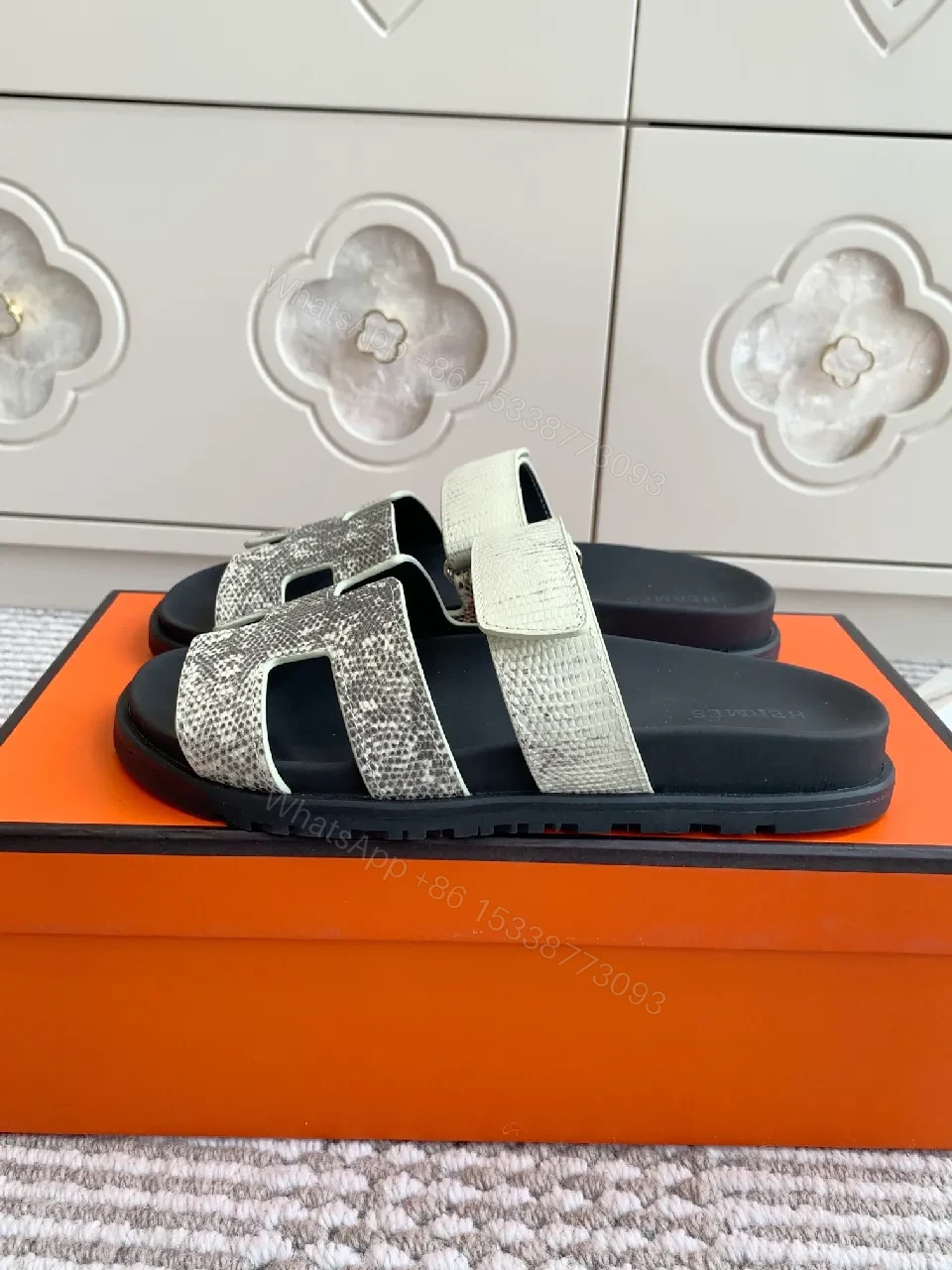 View 3 of Textured Pebble Sandals in Dark-Tone Luxe Comfort