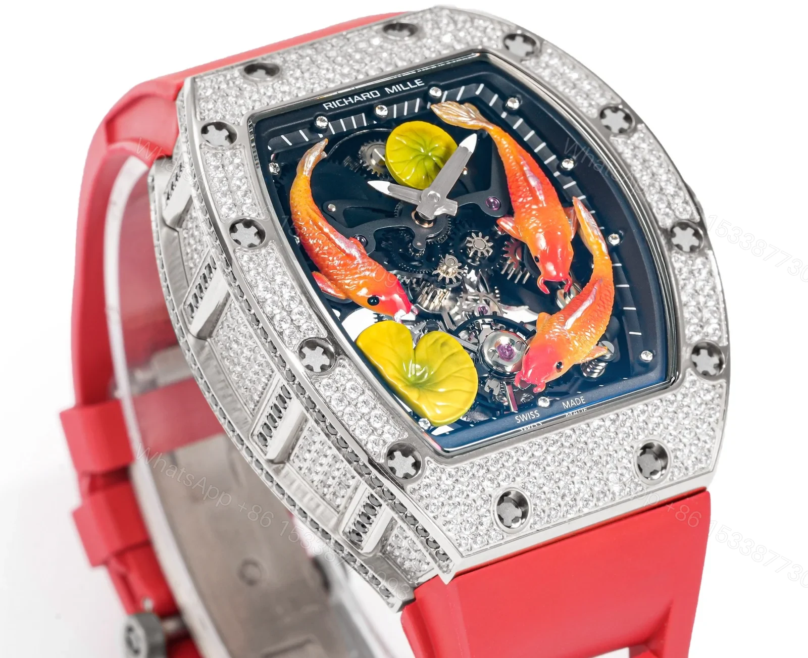View 4 of Richard Mille RM S10 Koi Tourbillon Red Gold Diamond Red Strap Edition RMS10-KOI-RD