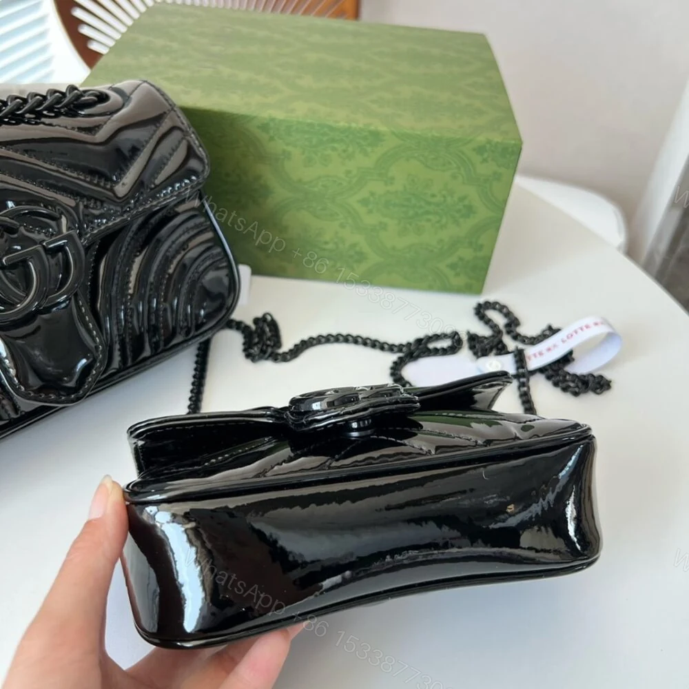 View 4 of Gucci GG Marmont Patent Super Mini Bag Black 17Cm