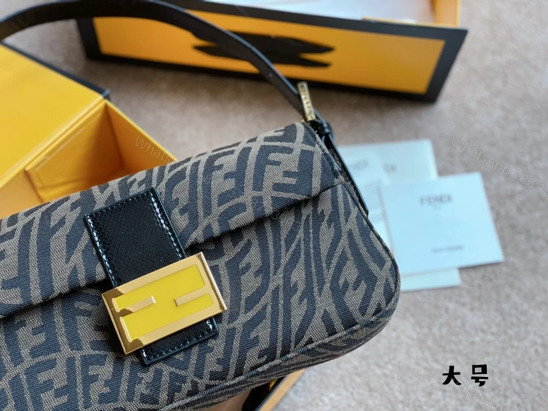 View 5 of Fendi Women Baguette 1997 Brown Jacquard FF Vertigo Bag