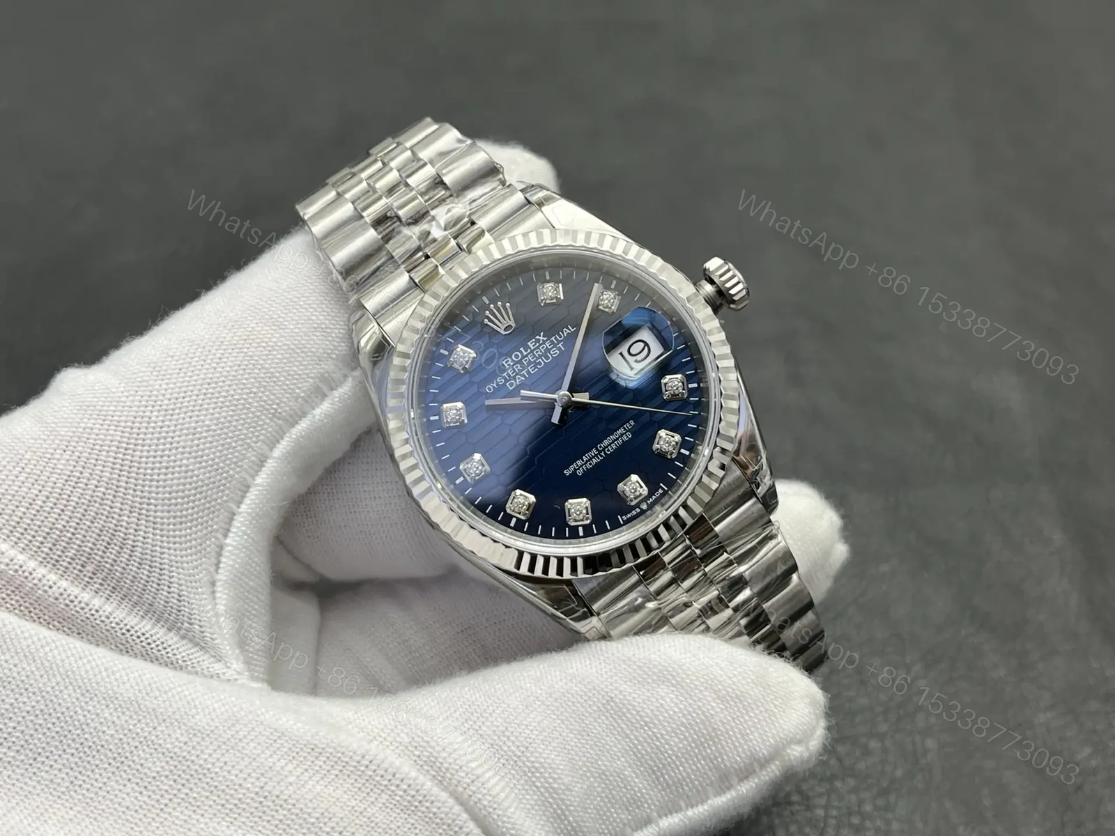 View 2 of Rolex Datejust 36 Stainless Steel Fluted Jubilee Black Dial 116234-0079