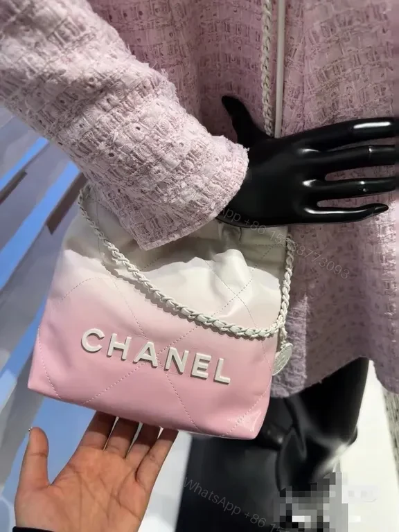 View 2 of Soft Gradient Quilted Bag with CHANEL Logo Chain Bag