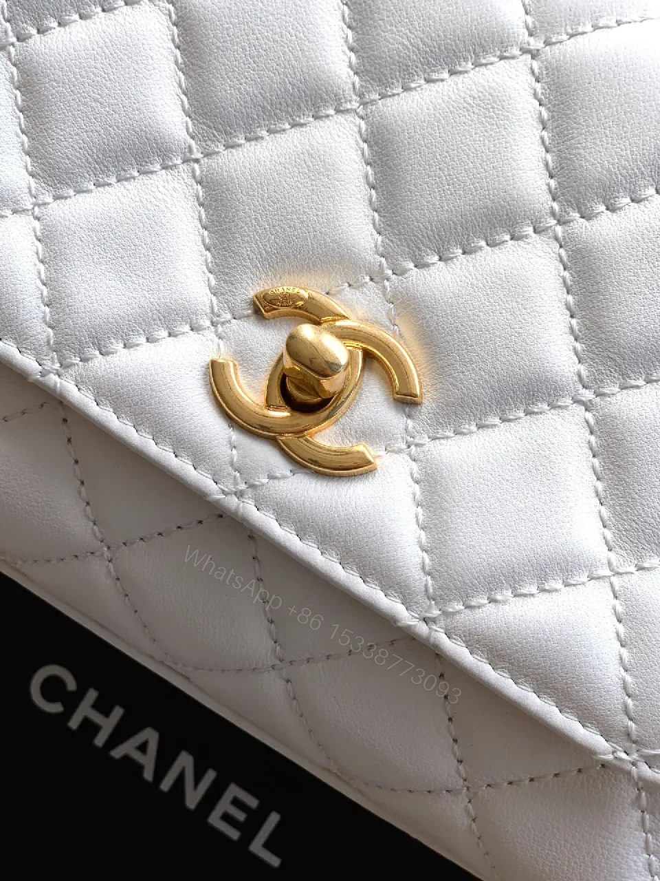 View 9 of Quilted White Lambskin Handbag: Effortless Luxury