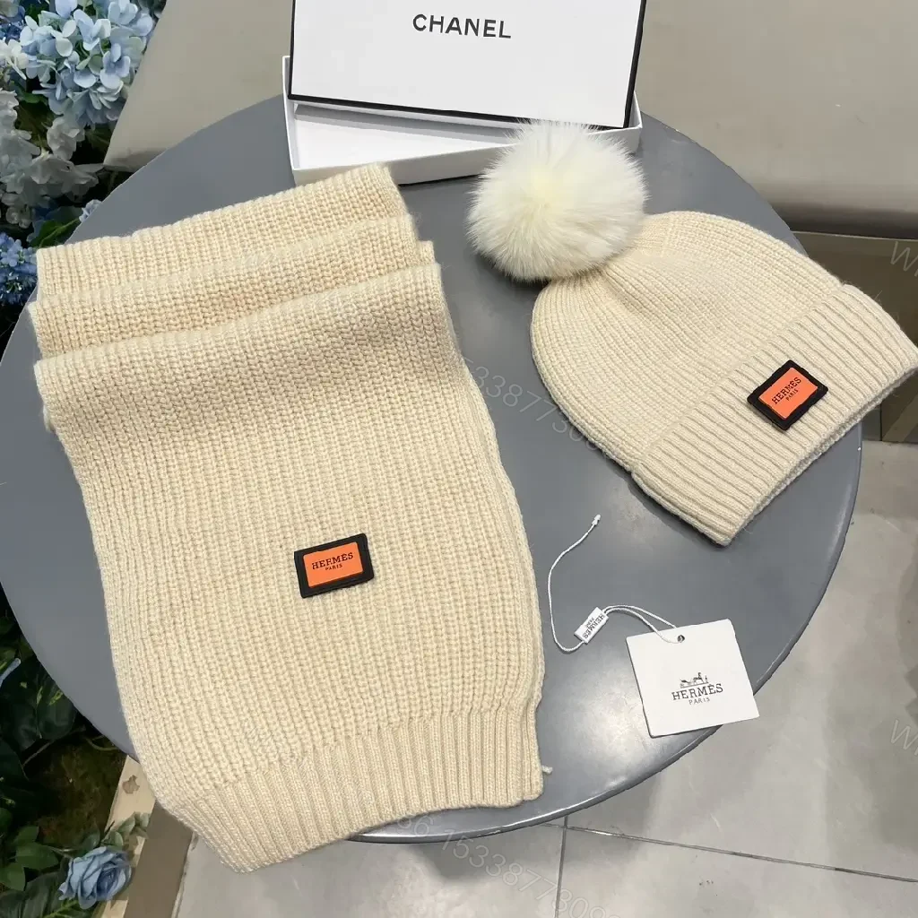 View 7 of Chic Cable-Knit Set with Plush Pom – Luxurious Winter Essentials