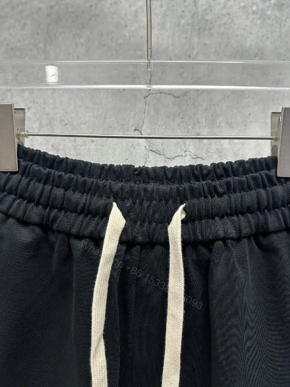 View 2 of Black Cotton Drawstring Shorts - Balenciaga Logo Design
