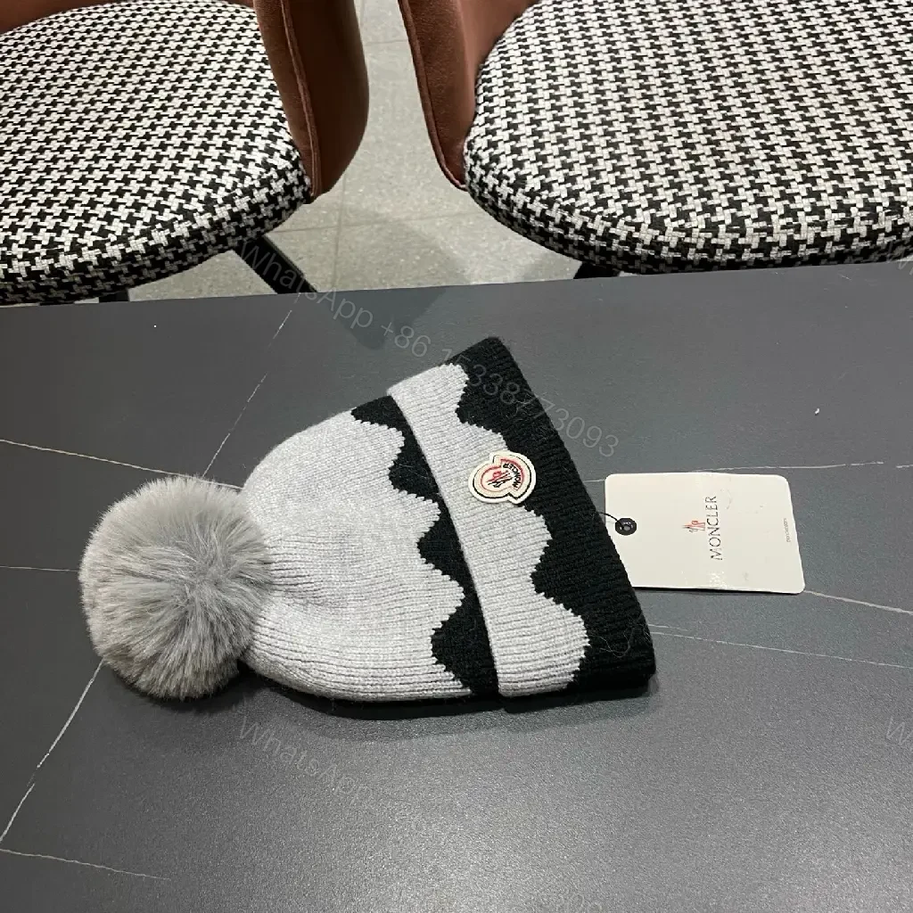 View 6 of Chic Patterned Beanie with Pom: Premium Knit Warmer