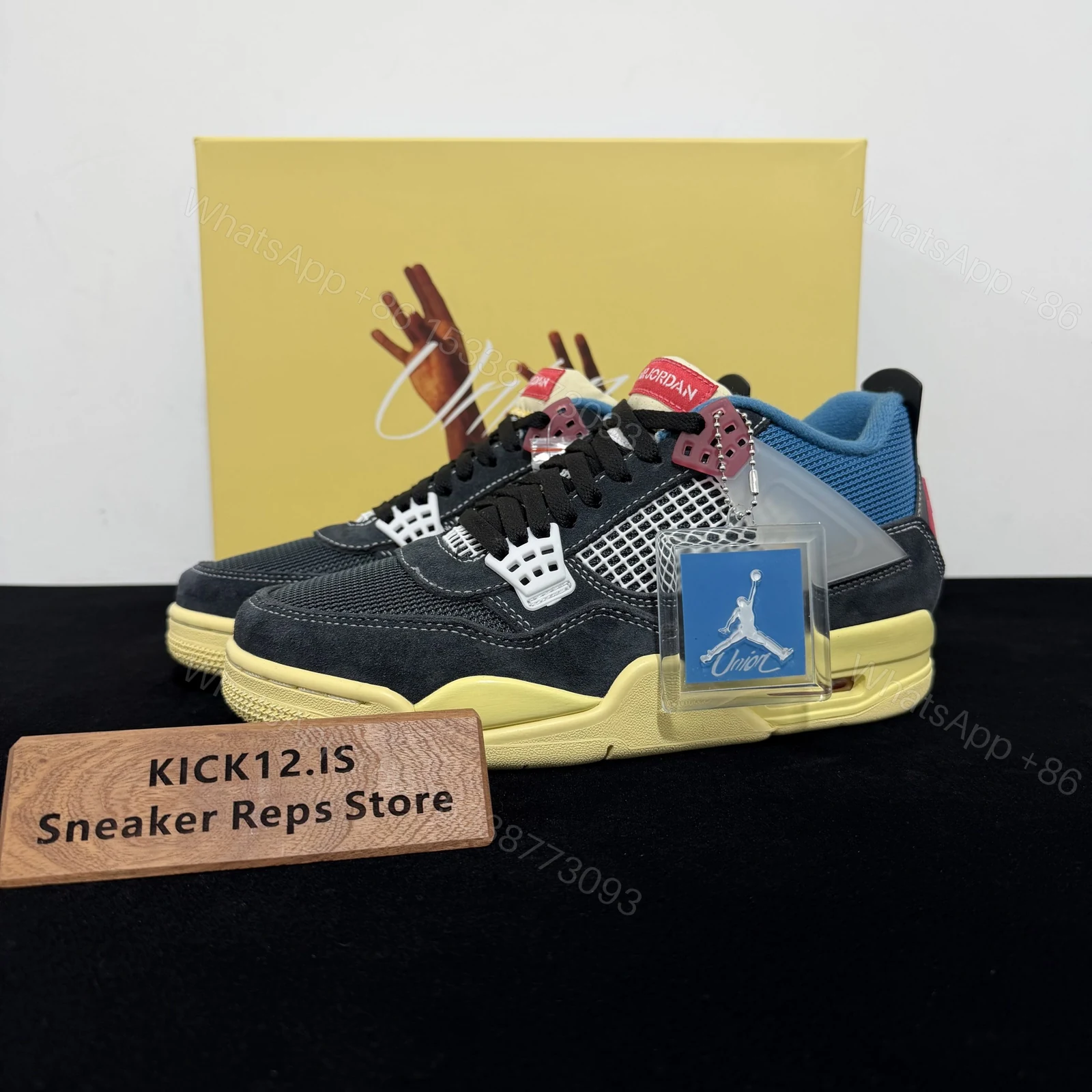 Union LA×Air Jordan 4 Retro “Off Noir” Reps — view 1