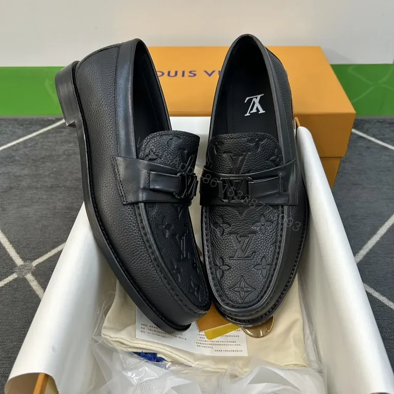 View 8 of Refined Monogram Leather Driver â€“ Black Oxford Loafer