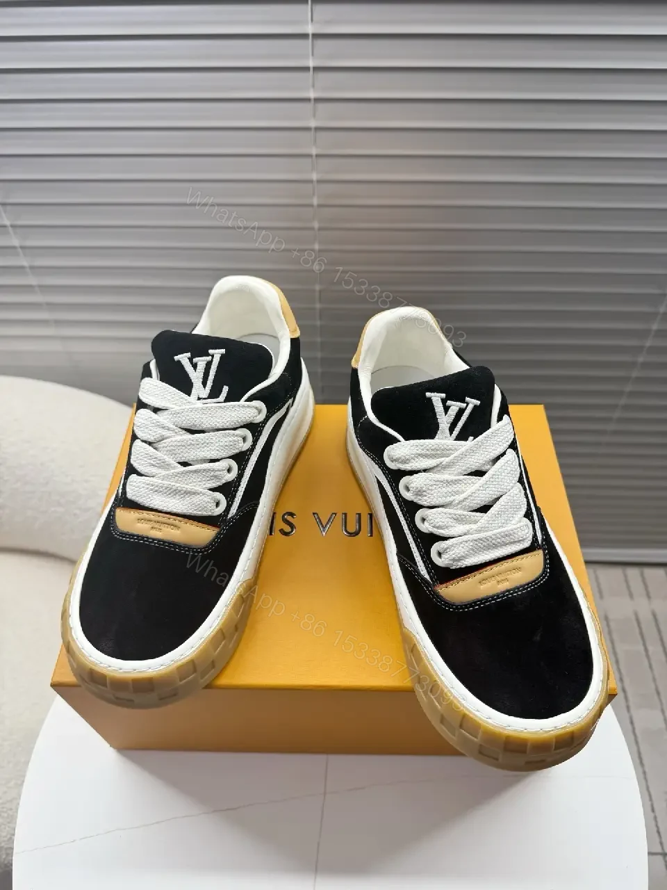 View 9 of Bold Suede Leather High-Top Sneaker with Monogram Accents