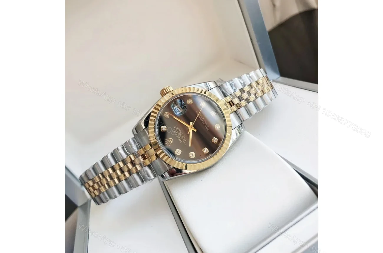 View 5 of Replica Rolex Datejust RG/SS Jub Black/Dia 36/28 mm