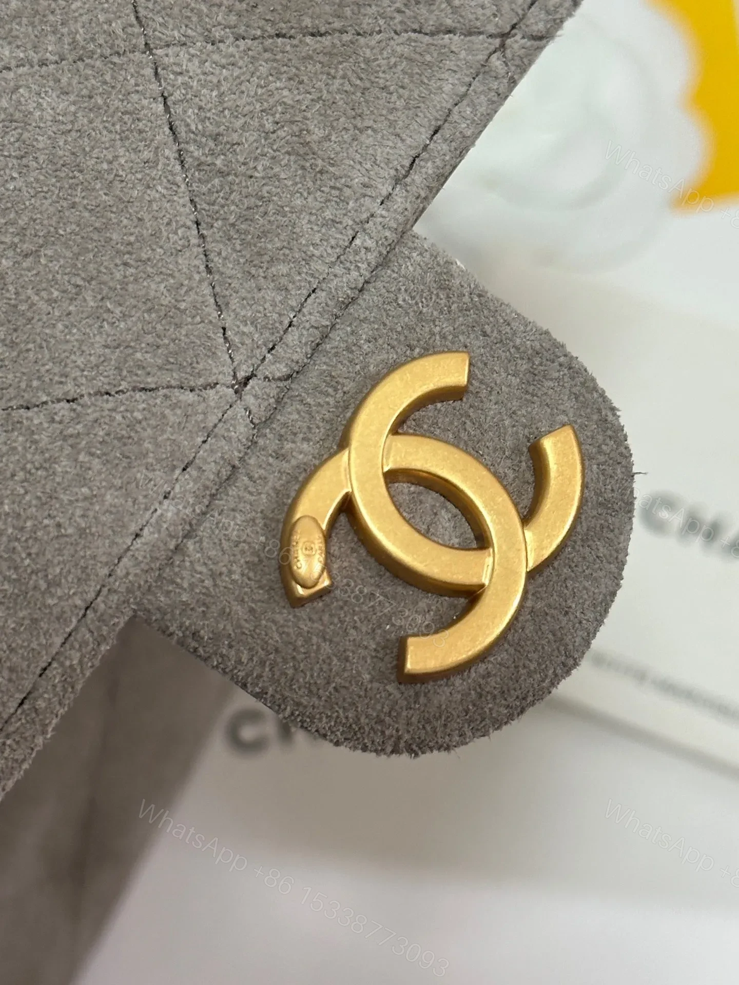 View 7 of NEW CHANEL 25 HANDBAG 30 IN NATURAL GREY SUEDE GOLD HARDWARE