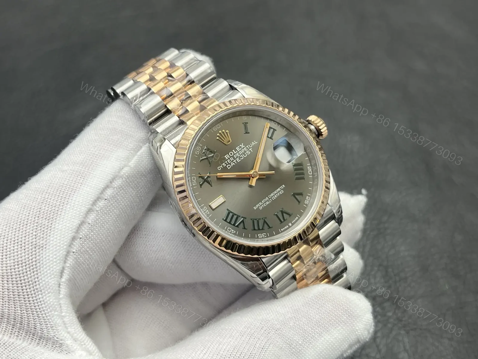 View 4 of Rolex Datejust 31 Stainless Steel Rose Gold Fluted Grey Roman Jubilee 278271-0030