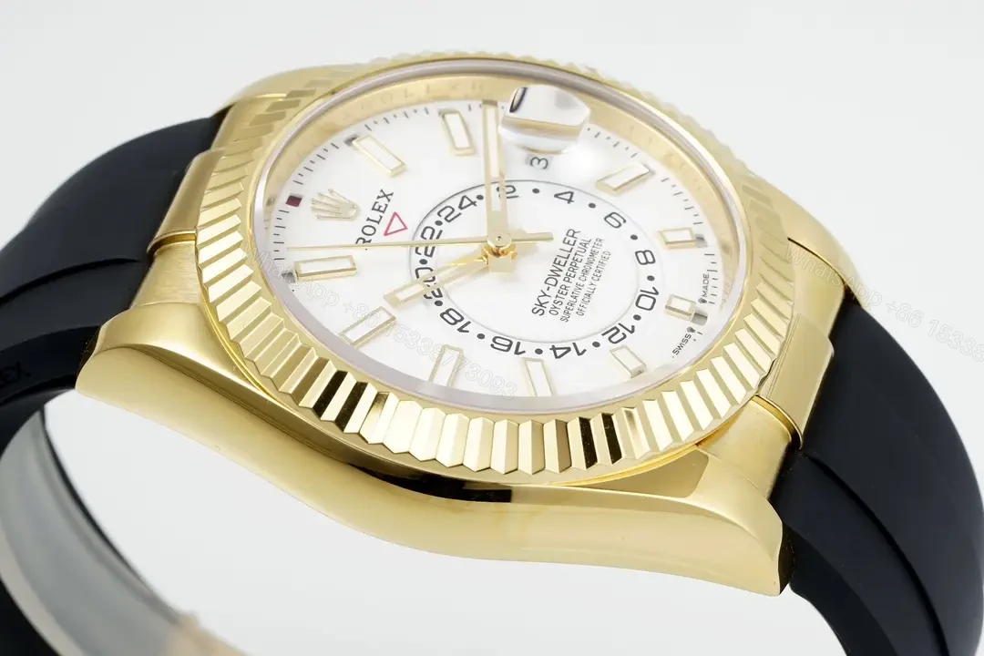 View 5 of Rolex Sky-Dweller White Watch Yellow Gold Oysterflex Ultimate 42MM 326238-0006