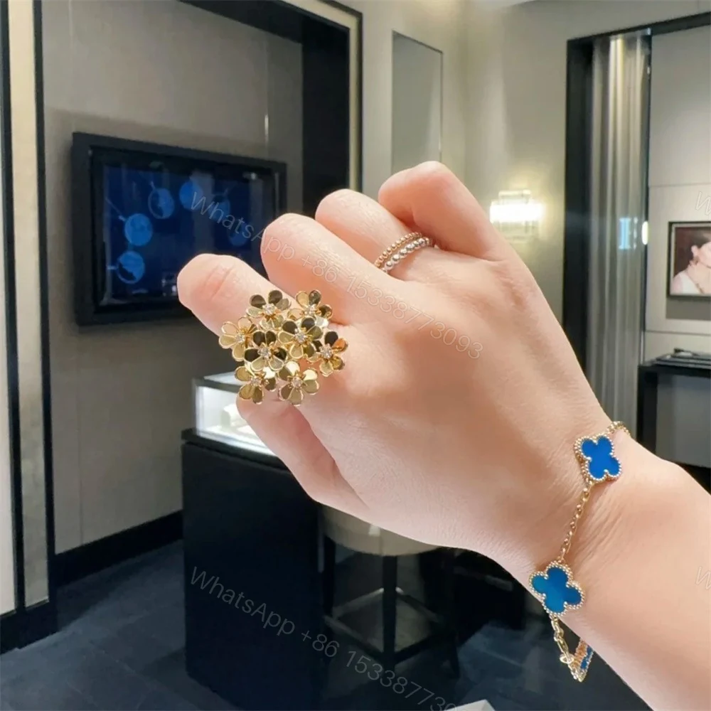 View 2 of Van Cleef Frivole Ring 8 Flowers Diamonds 18K Yellow Gold VCARB67700