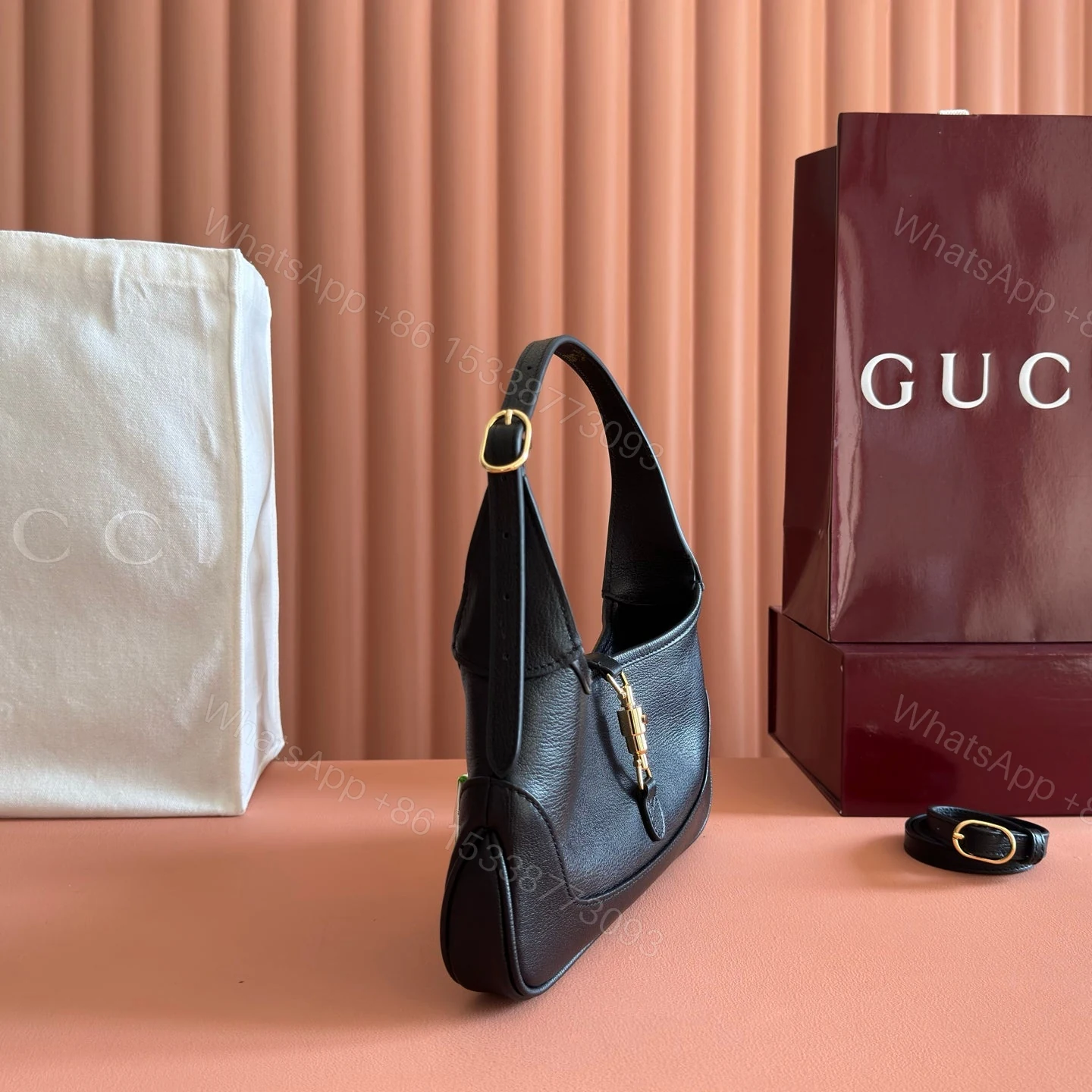 View 2 of GUCCI 26S JACKIE SLIM SHOULDER BAG 27 IN BLACK CALFSKIN