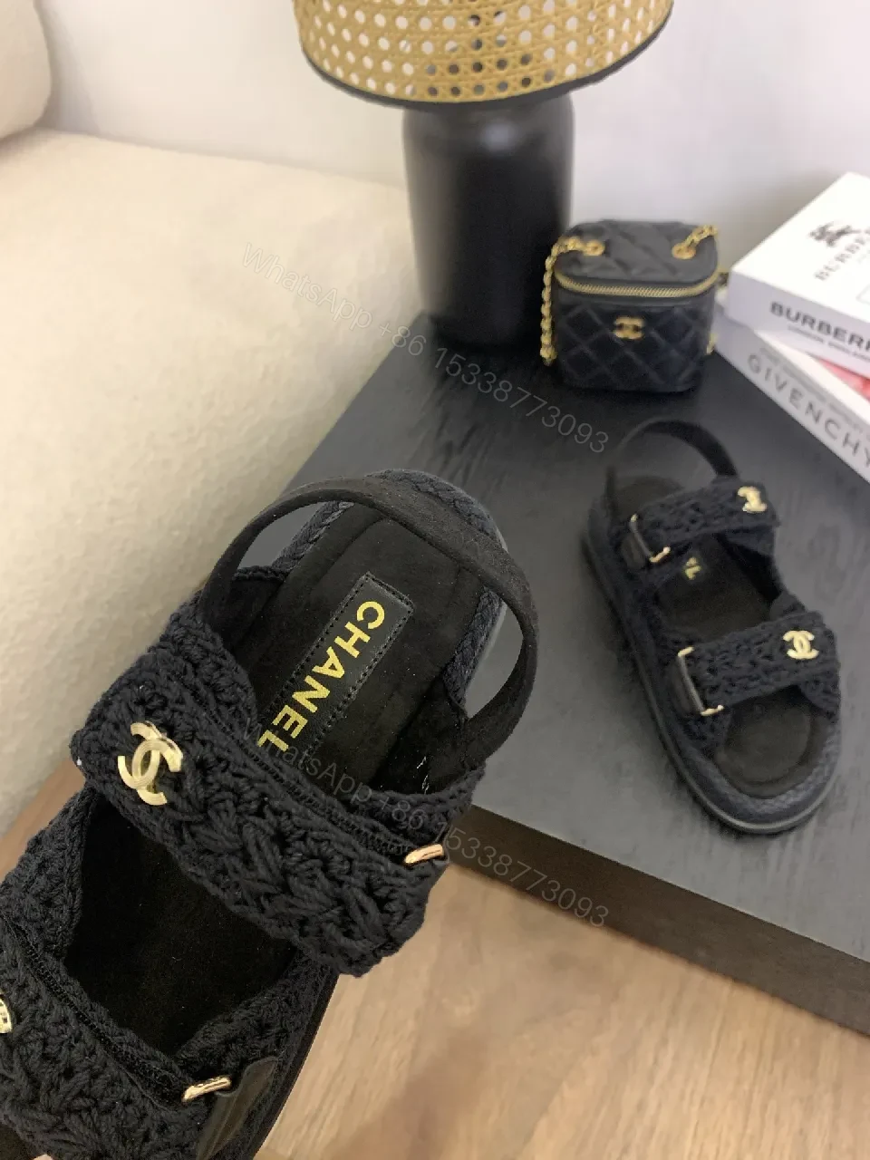 View 5 of Crochet-Detail Sandals with Gold Hardware, Luxury Comfort