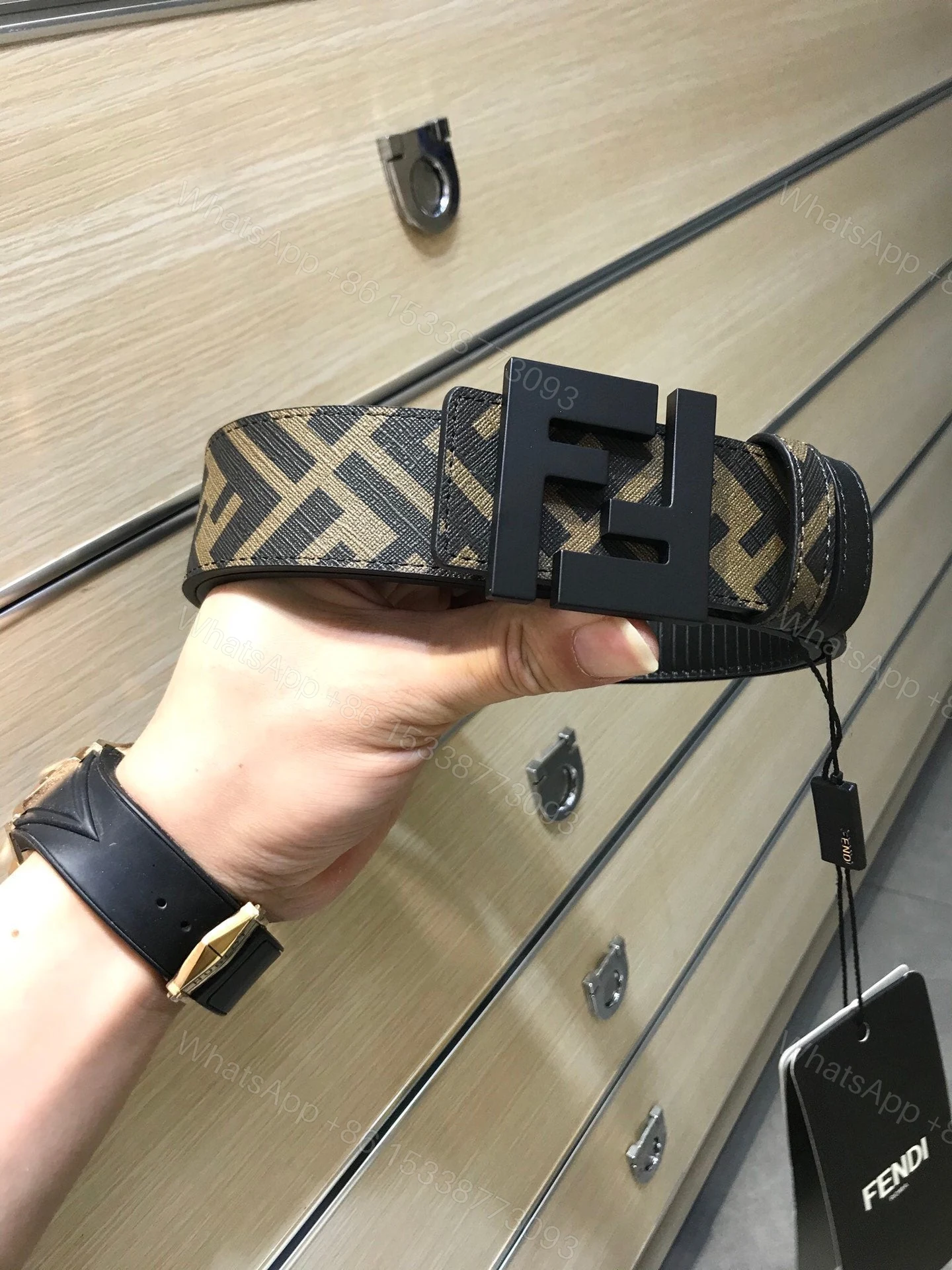 View 4 of FENDI’S REVERSIBLE FENDI LEATHER BELT BROWN 40MM