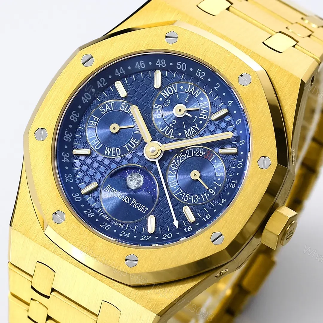View 3 of Audemars Piguet Royal Oak Perpetual Calendar Watch – Blue Dial, Gold Case and Bracelet, Ref. 26574ST.OO.1220ST.03