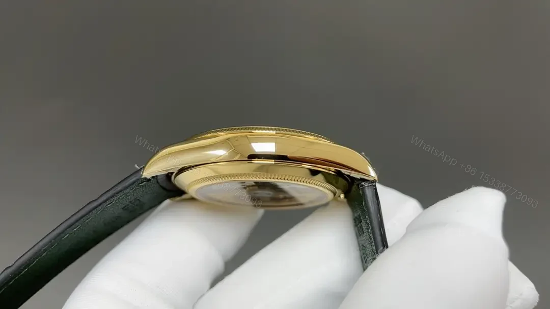 View 5 of Premium Rolex 1908 Yellow Gold Black Dial replica 39MM Black Leather Strap Edition 52508-0002