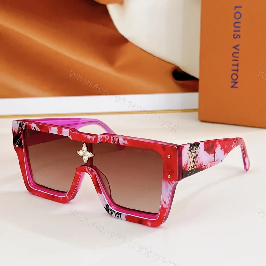 View 8 of Vivid Fuchsia Sunglasses: Oversized Shield, Gold LV Accents