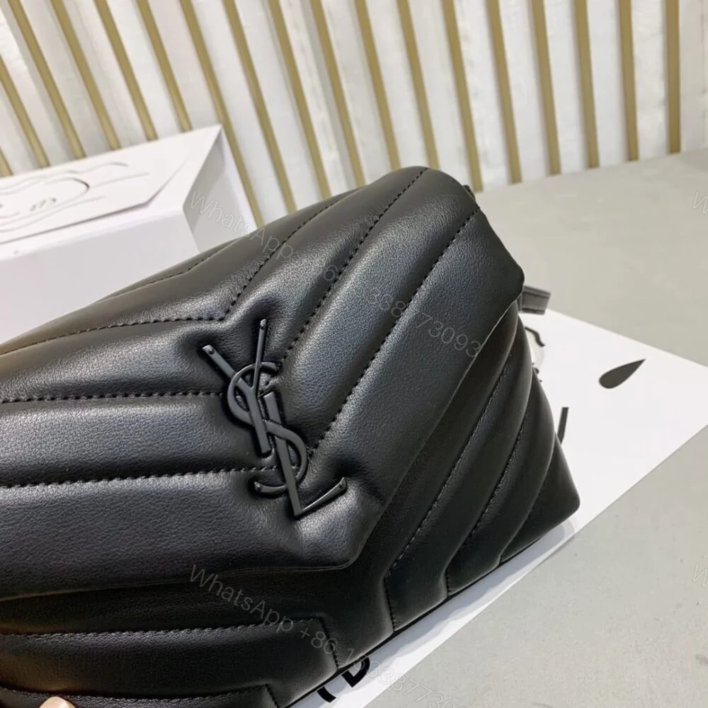 View 4 of Saint Laurent Loulou Toy Strap Bag In Quilted Y Black With Black Hardware 20Cm