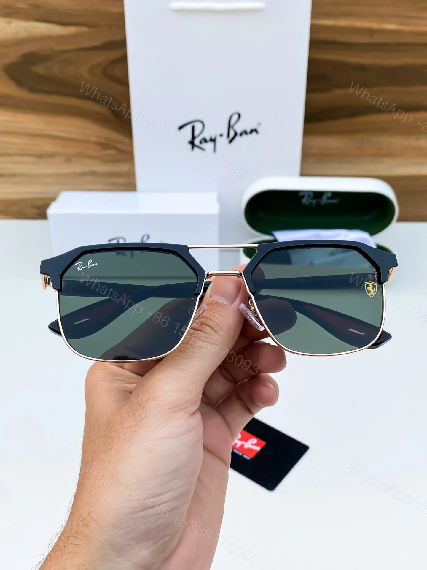 View 2 of Ray-Ban Aviator Black-Gold Metal Sunglasses