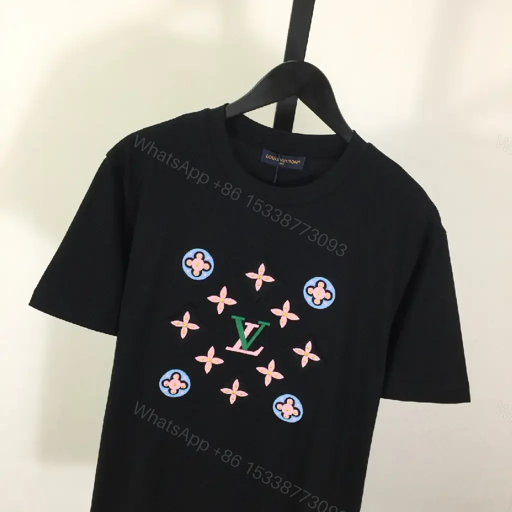 View 7 of Black Cotton Oversized Tee LV Monogram Floral T-Shirt