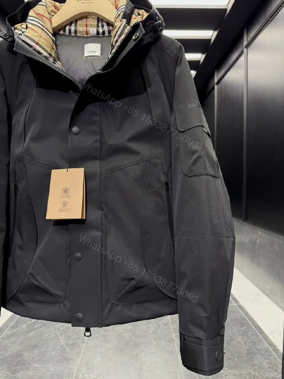 View 3 of All-Weather Parka with Plaid Liner, Minimalist Luxury Coat