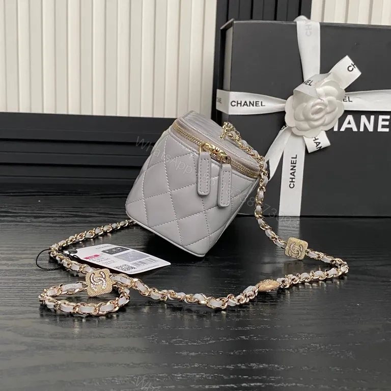 View 8 of Quilted Compact Crossbody â€“ Gold HW, Mini Chanel-Inspired Luxury