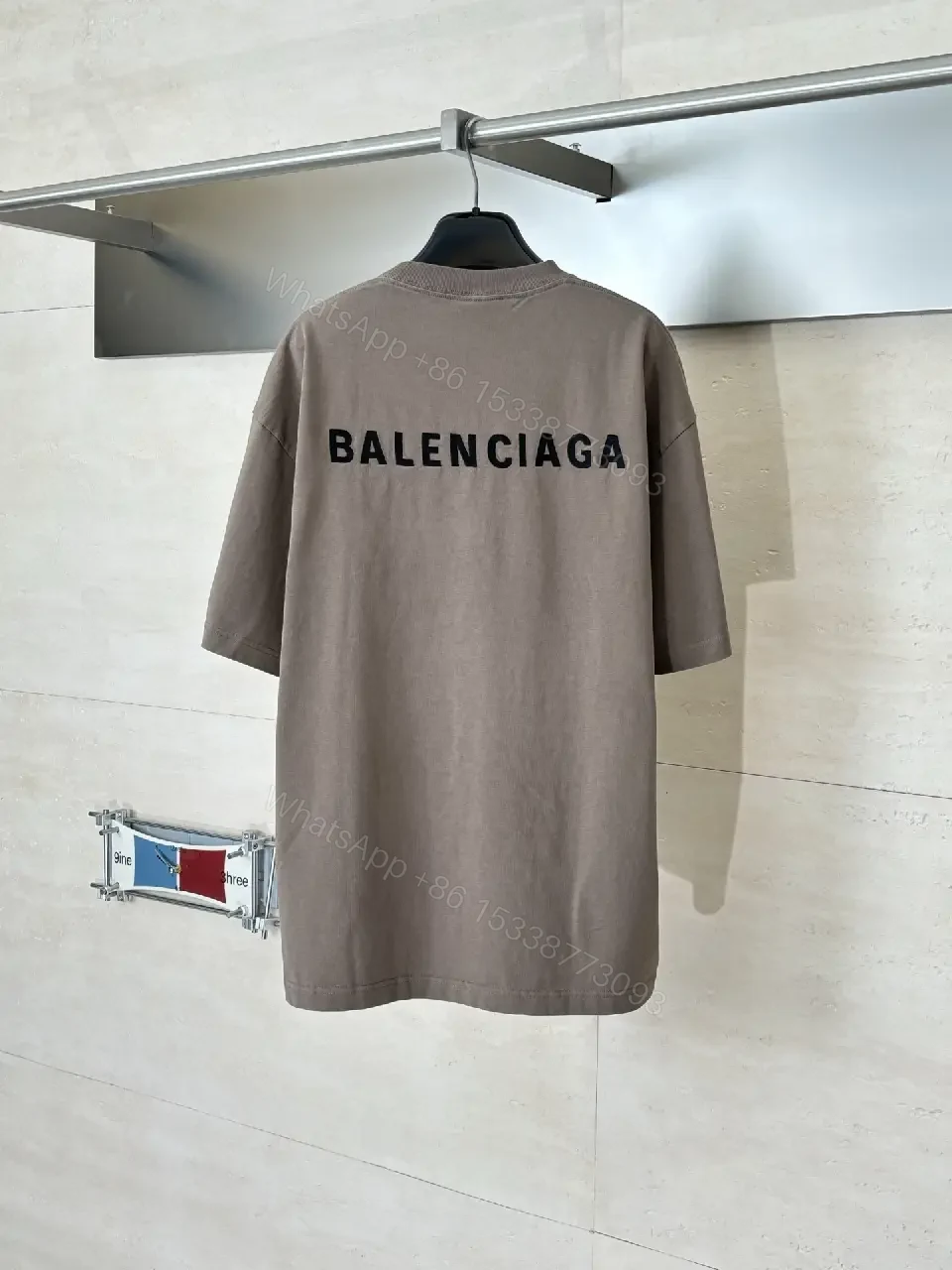 View 9 of Taupe Cotton Tee-Dress: Relaxed, Minimal, Designer-Inspired