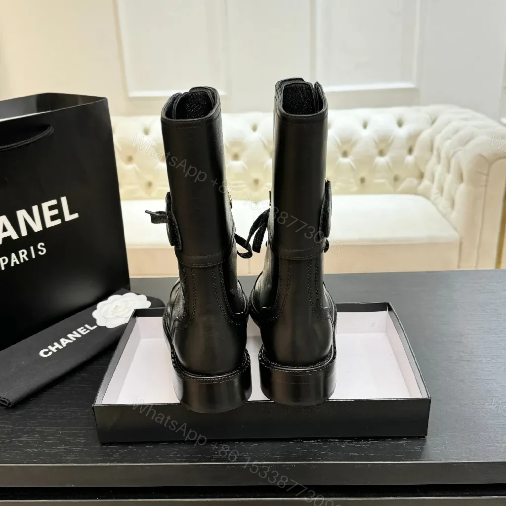 View 8 of Boldly Polished Combat Boots with Gold Detail