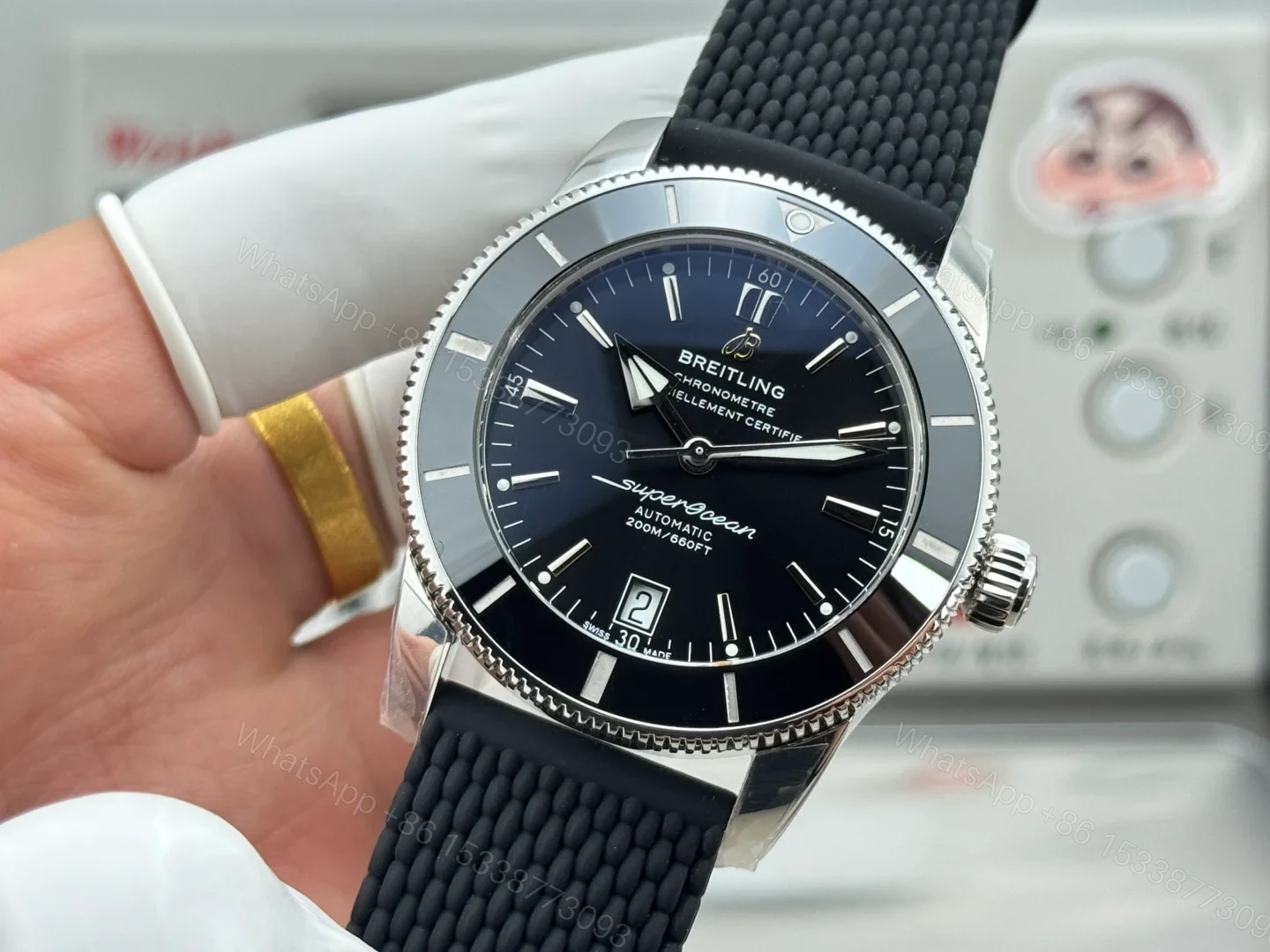 View 3 of Breitling Superocean Heritage Black Rubber Replica 46MM Premium B20 Diver Edition AB2020121B1S1