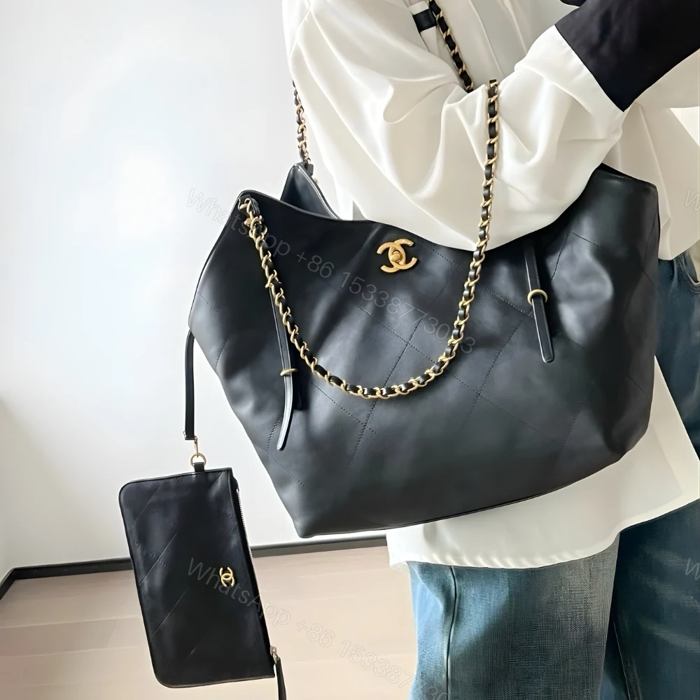 View 6 of Chanel Shopping Bag And Gold Tone Metal Black 33Cm