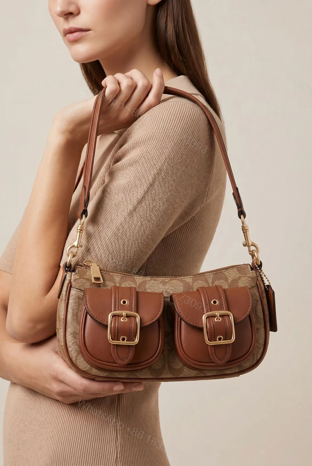 View 2 of Coach Ashton Baguette Bag In Signature Canvas First Copy | AAA+ Replica