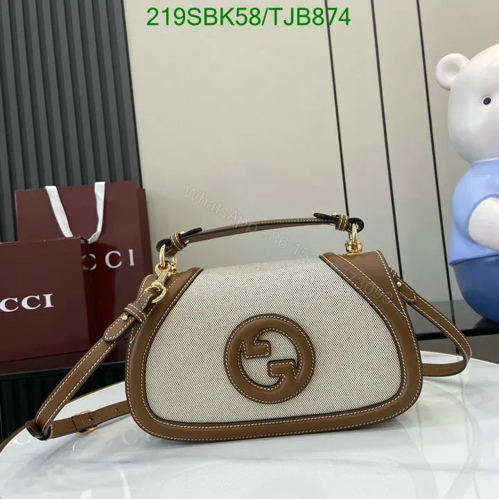 Gucci Beige Top Handle Bag featuring Brown Leather Trim AY958 — view 1
