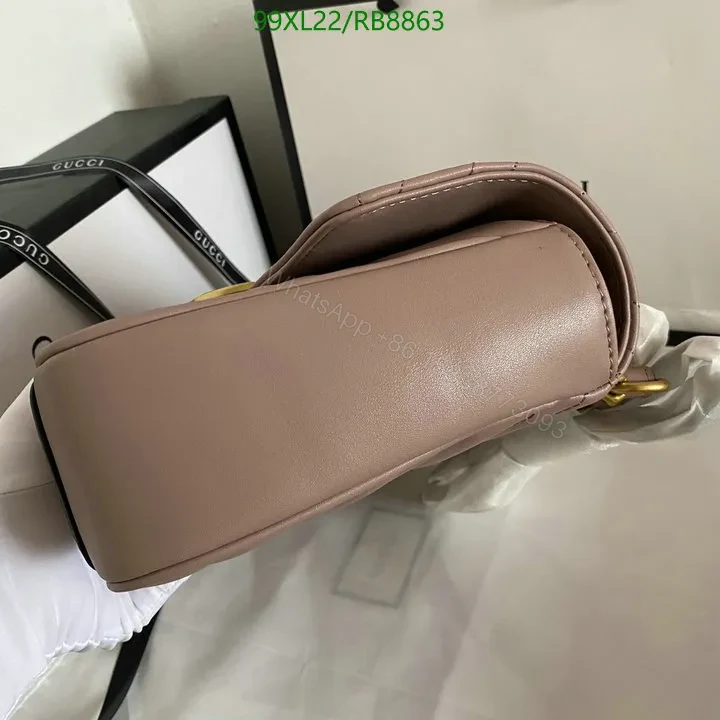 View 7 of Small Gucci GG Marmont Chain Bag in White Chevron Leather 987654