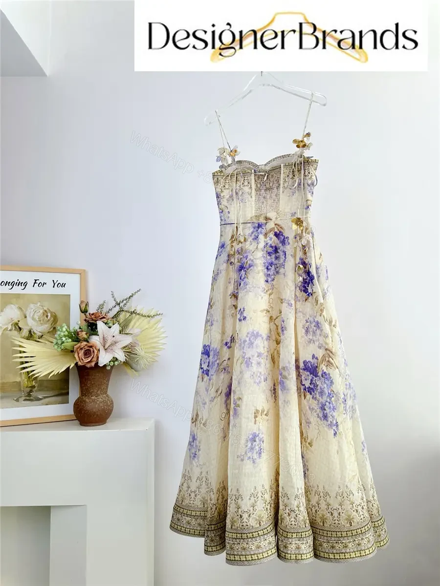View 7 of Zimmermann Picnic Floral Linen-Silk Blend Slip Dress