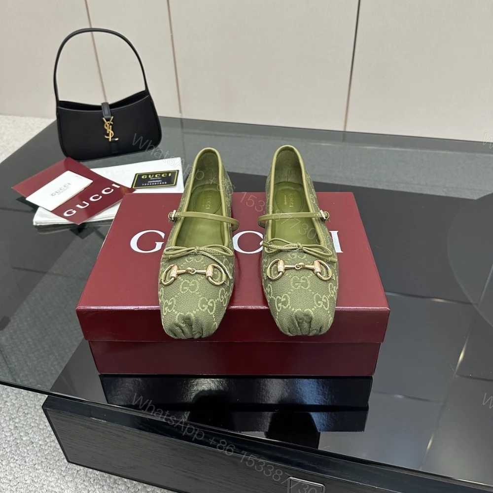 View 2 of GUCCI WOMEN’S HORSEBIT BALLET FLAT GREEN ‎814321 FAD8F 3048