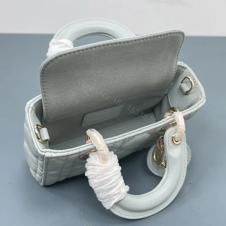 View 3 of Pastel Blue Dior Quilted Mini Bag â€” Calfskin, Cannage Couture