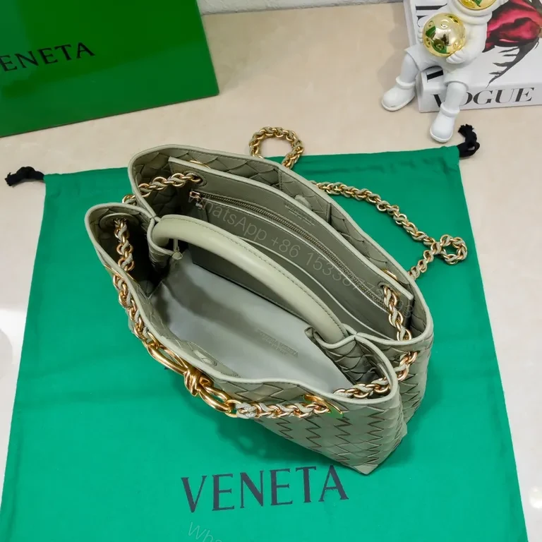 View 2 of Woven Leather Mini Bag with Gold Chain â€“ Everyday Luxury
