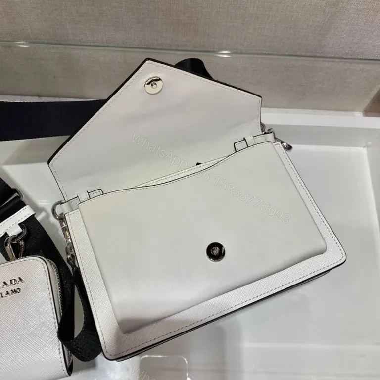 View 9 of White Prada Milano Crossbody: Luxe Saffiano Bag, Minimalist Chic
