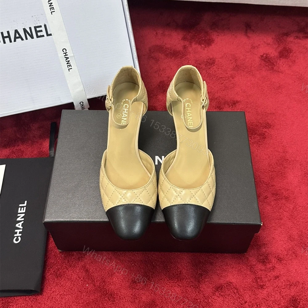高仿Chanel*G38441A露邊高跟單鞋小牛皮黃色4.5CM免檢版 — view 1